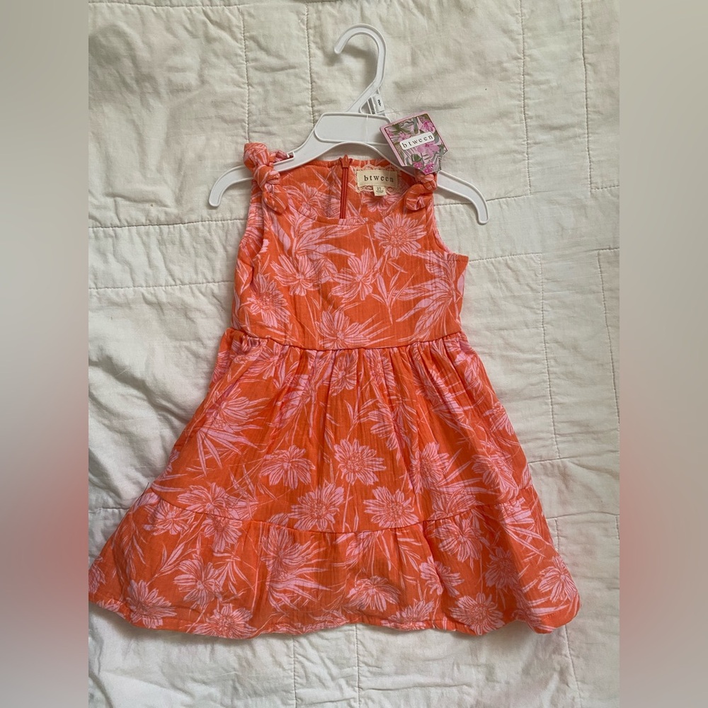 Orange and pink Btween floral dress 100% cotton, lightweight